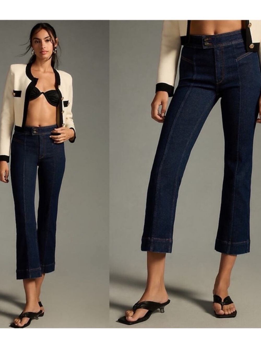 Pilcro The Nyhavn Mid-Rise Cropped Flare Leg Jeans